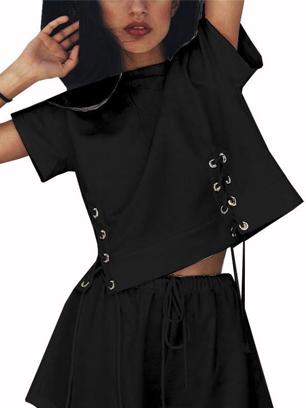 Solid Color Tops And Shorts Suits