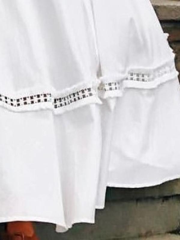 Lace Split-joint Puff Long Sleeves Maxi Dress