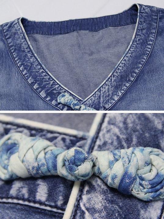 Original Retro Split-joint Cropped Frog Long Dress