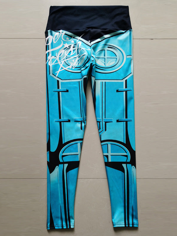 Geometric Print Peach Hip High Waist Yoga Leggings