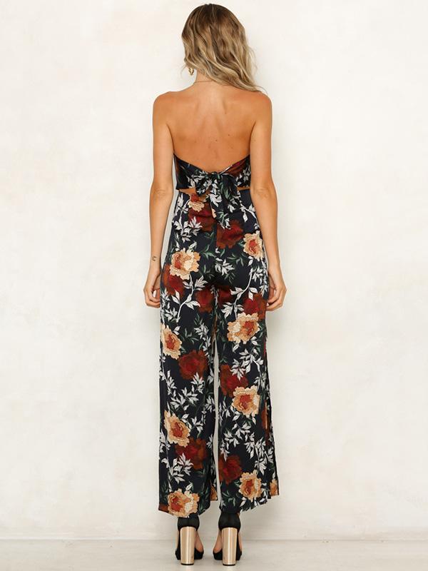 Off Shoulder Floral Printed Bohemia Jumpsuits