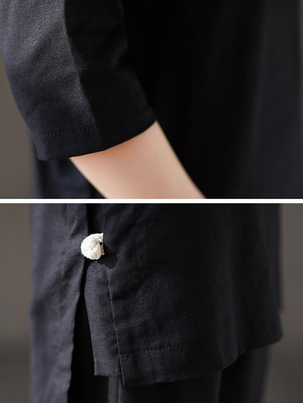 Solid Short Sleeves Shirt + Straight Leg Pants