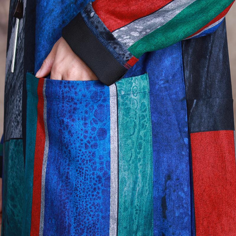 Personalized Multicolored Printed Turtleneck Warm Dress