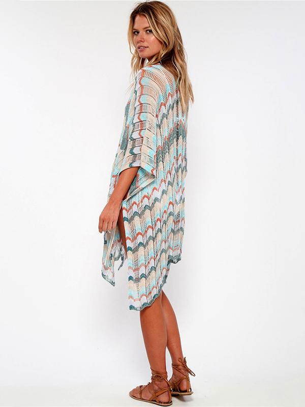 Asymmetric Colorful Knitting Cover-up