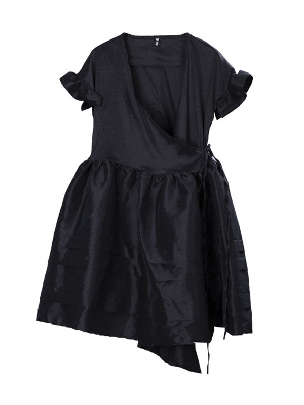 RETRO DESIGNED FRENCH LACE SLEEVES A-LINE MINI DRESS