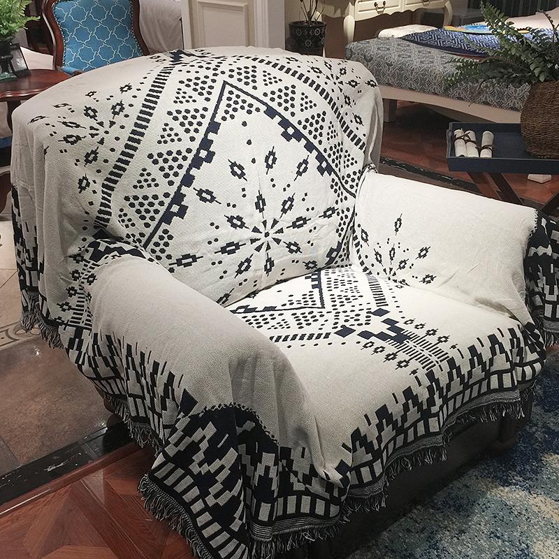 American Style Geometry Tassel Sofa Blanket