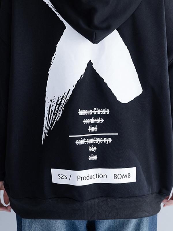 Loose Letter Printed Hooded Sweatshirt