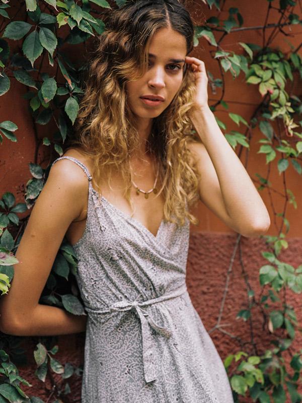 Spaghetti-neck Belted Split-joint Maxi Dress