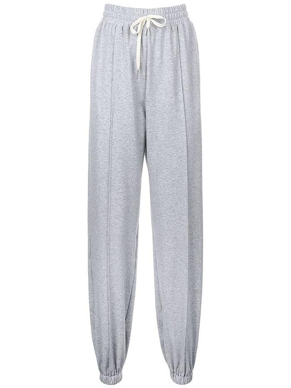 Loose Solid Color High-Waisted Casual Pants Bottoms