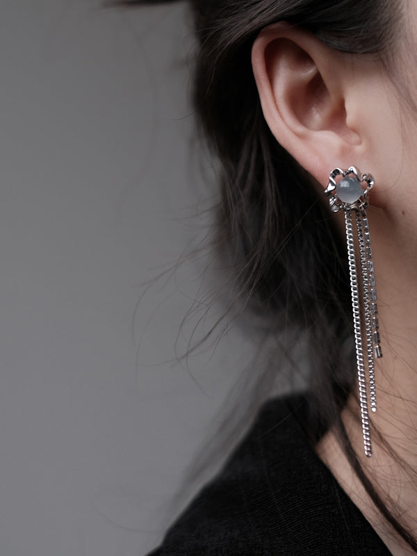 Rhinestone Tasseled Long Earrings Accessories