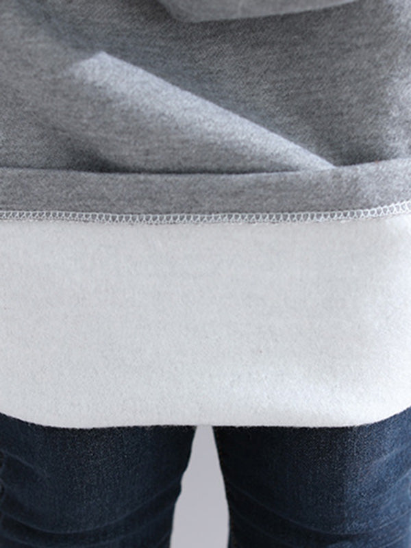 Simple Solid Color With Pocket High-Neck Long Sleeves Sweatshirt Dress
