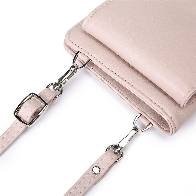 Leisure Phone Purse Multi-function Solid PU Leather Crossbody Bag