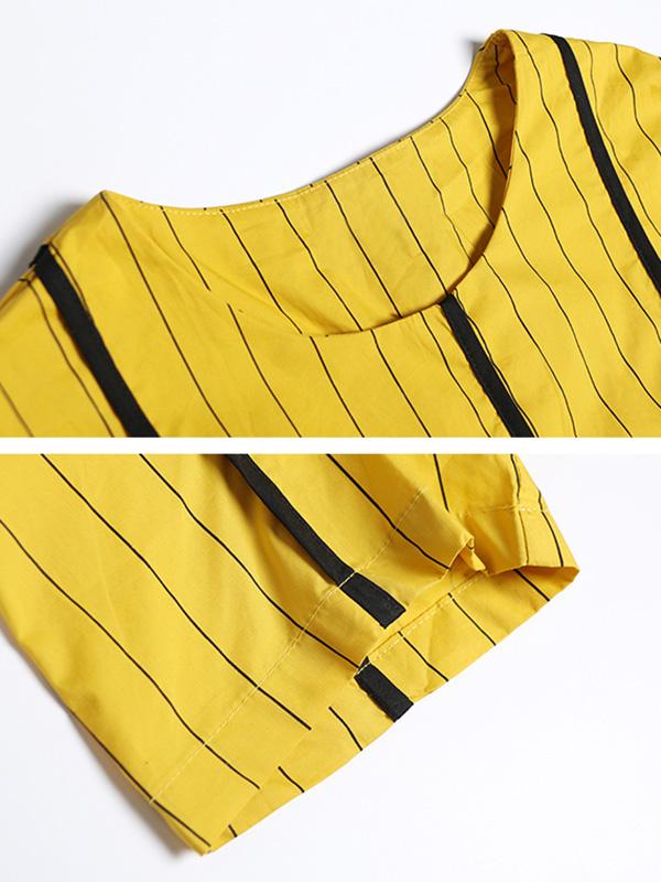 Loose Striped Split-joint Long Dress