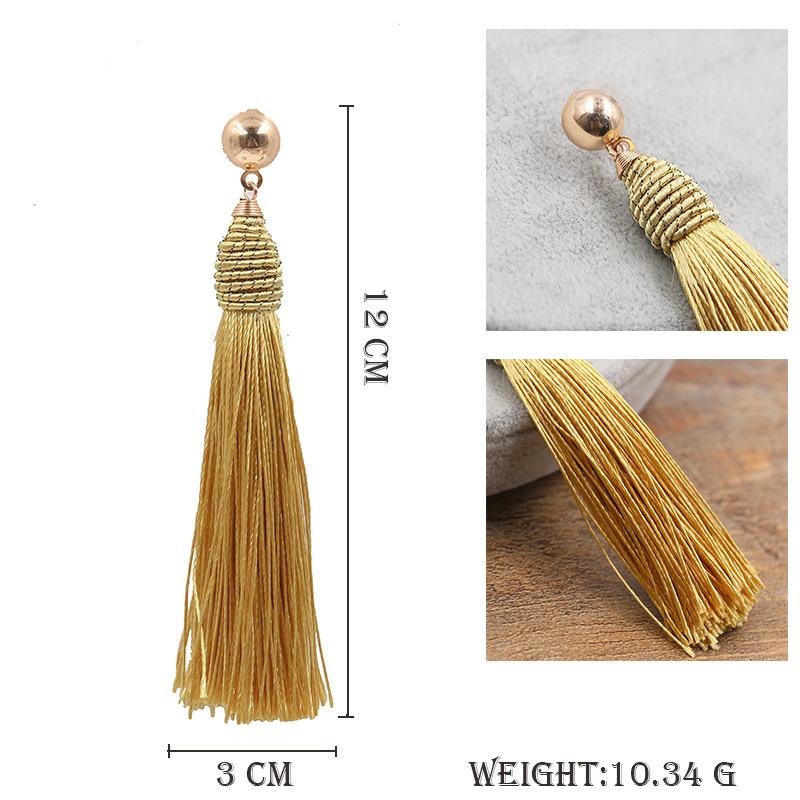 Fashion long tassel hand-woven earrings