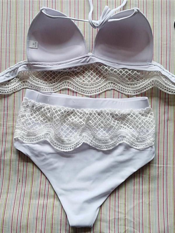 Sexy Solid Lace Bikini Set