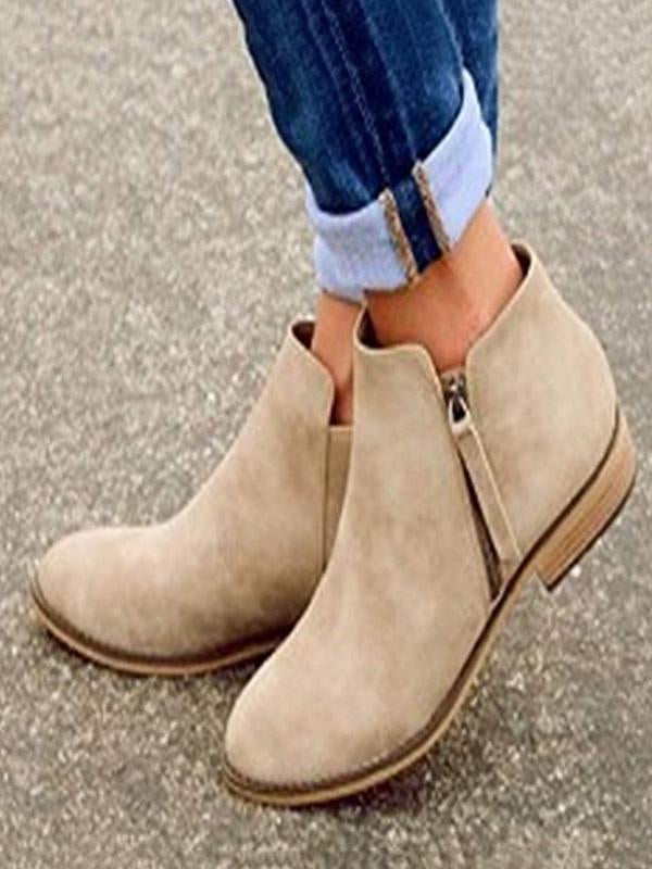 Causal Low-heel Pumps Zipper Shoes