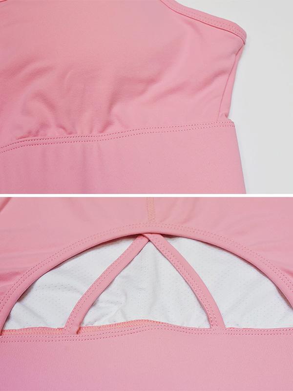 Solid Back Cross Breathable Sports Bra