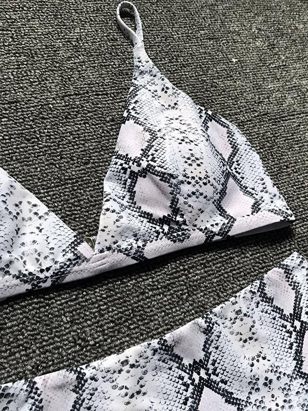 Snakeskin Printed High Waist Bikini Swimsuit