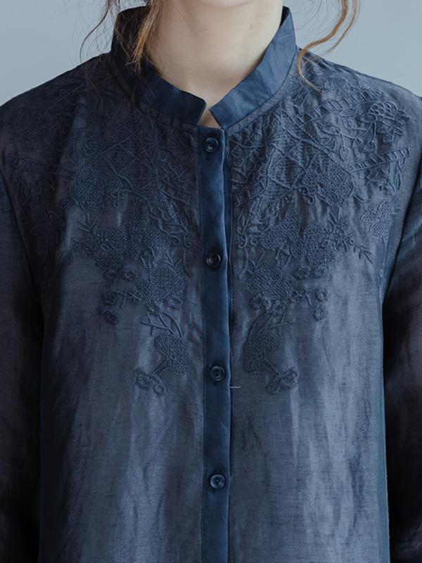 Casual Split-side Embroidered Shirt