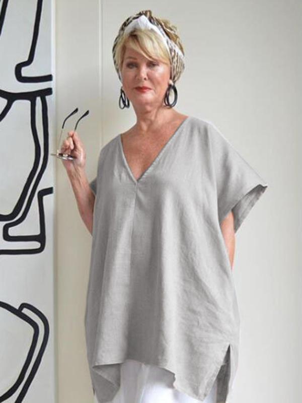 Short Sleeves V-neck 5 Colors Blouses&shirts Tops