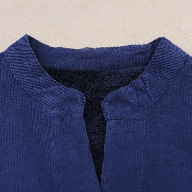 Buykud Casual Stand Collar Plus Velvet Warm Dress