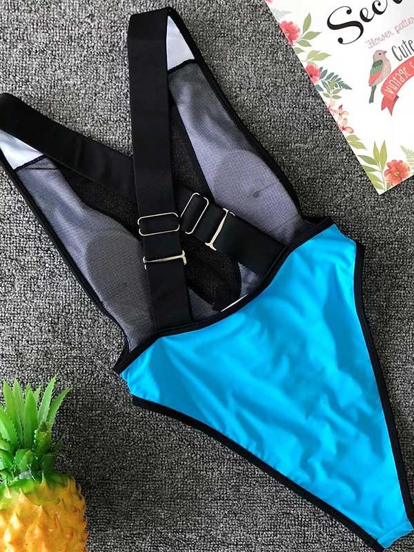 Tulle Lace-up One-piece Swimwear