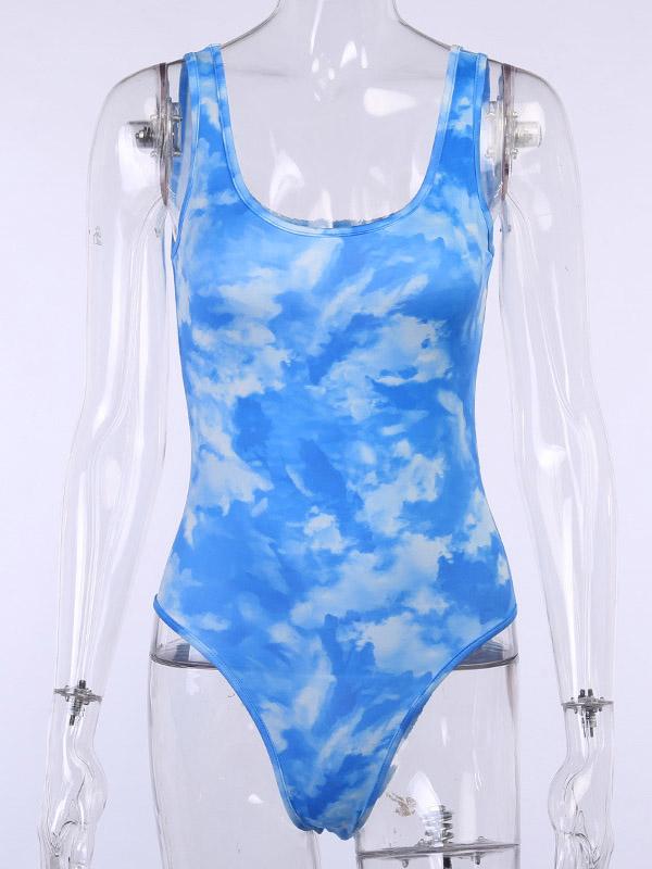 Sexy Tie-Dyed Sleeveless Bodysuits