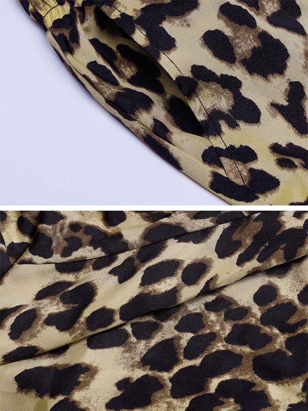 Leopard Printed Wide Leg Athletic Pants