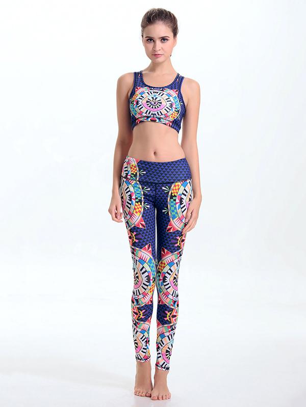 Printed Sports Bra And Leggings Suits
