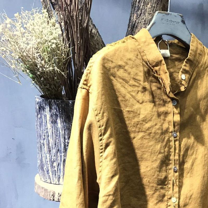 Stand Collar Long Sleeve Splicing Loose White Shirt