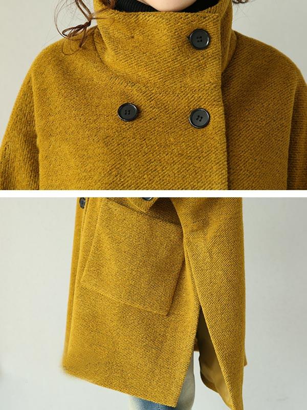 Black Double Breasted Wool Coat