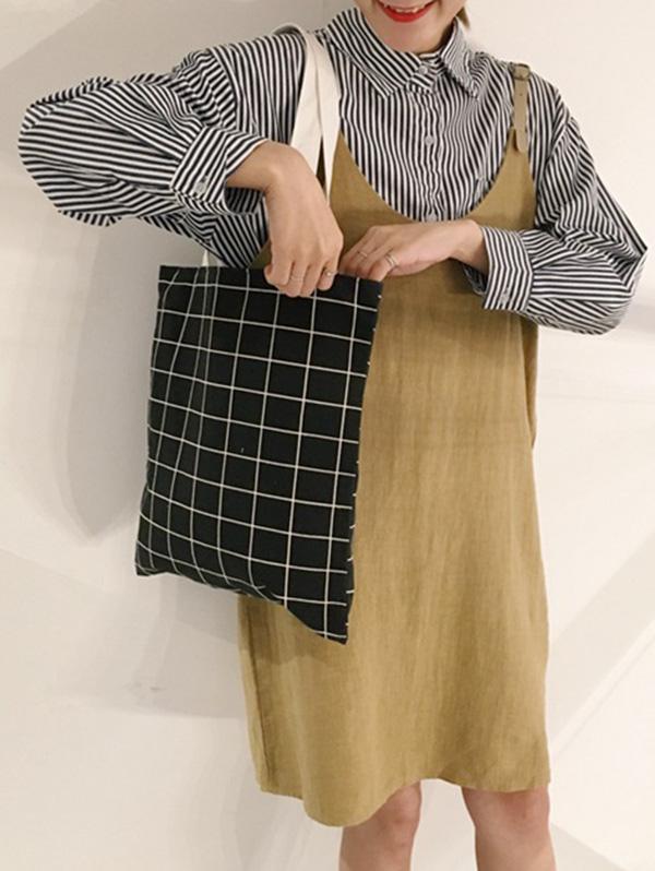 Simple Plaid Canvas Bag