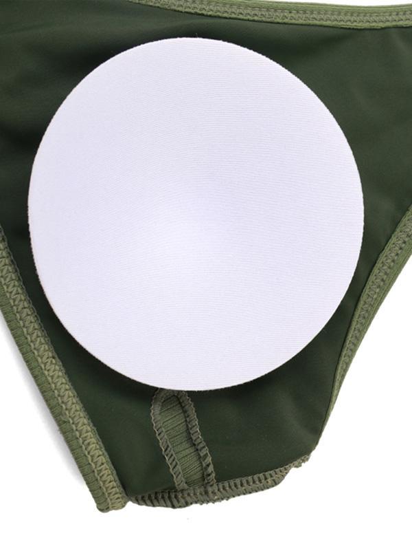 Sexy Ribbed Button Bikinis Swimwear