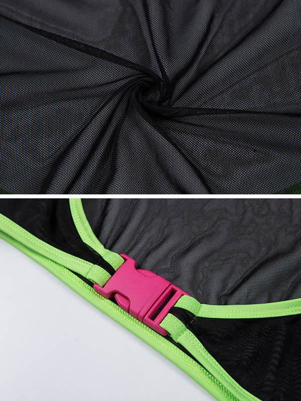 Sexy Mesh Split-Front T-Shirt Tops