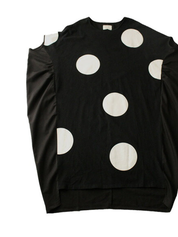Original Loose Polka-Dot Round-Neck Batwing Sleeves Maxi Dress