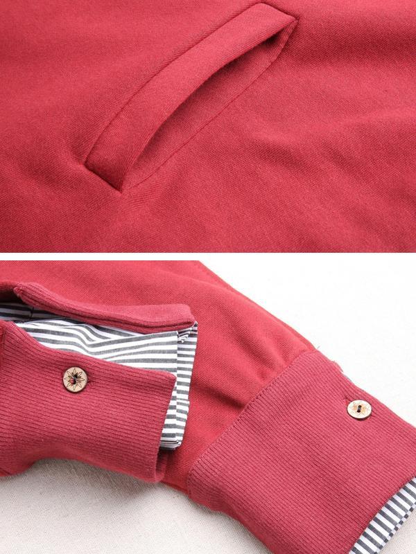 Autumn Cotton Patchwork Stripe Sleeve Casual Sweatshirt