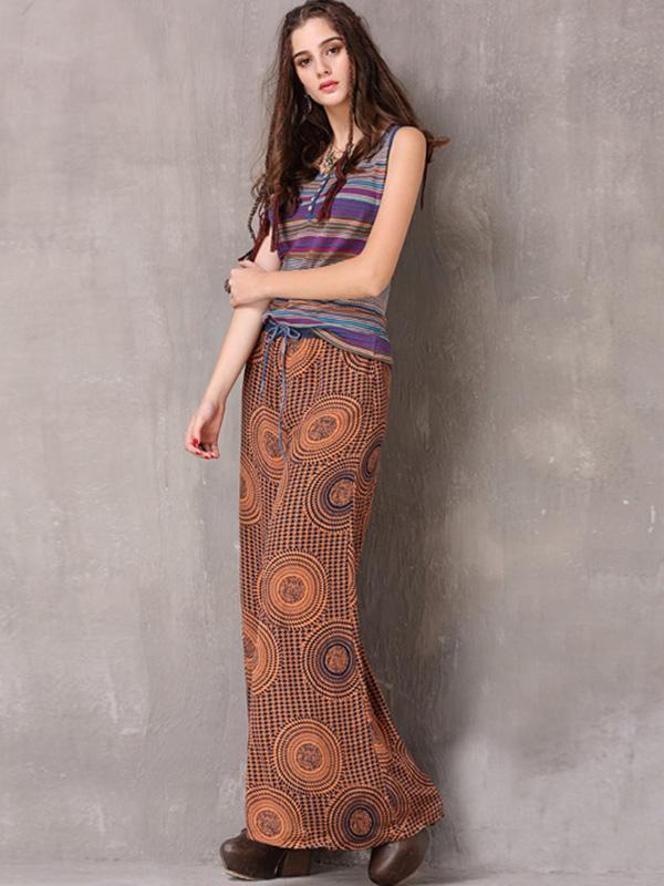 Printed Chiffon Wide Leg Casual Pants