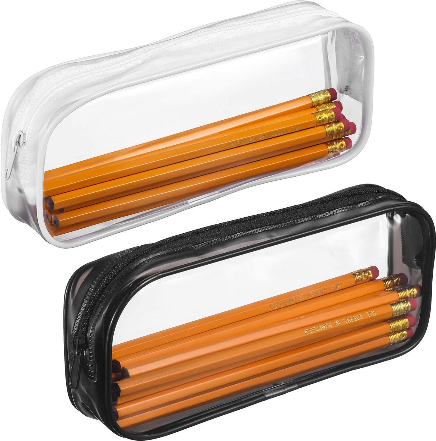 6 Pieces Clear PVC Pen Pencil Case with Zipper, Transparent Pencil Bag Makeup Pouch