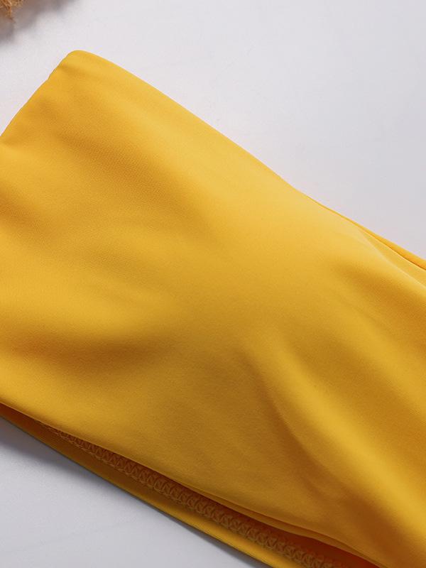 Bandeau Coconut-tree Printed Bikinis Swimwear