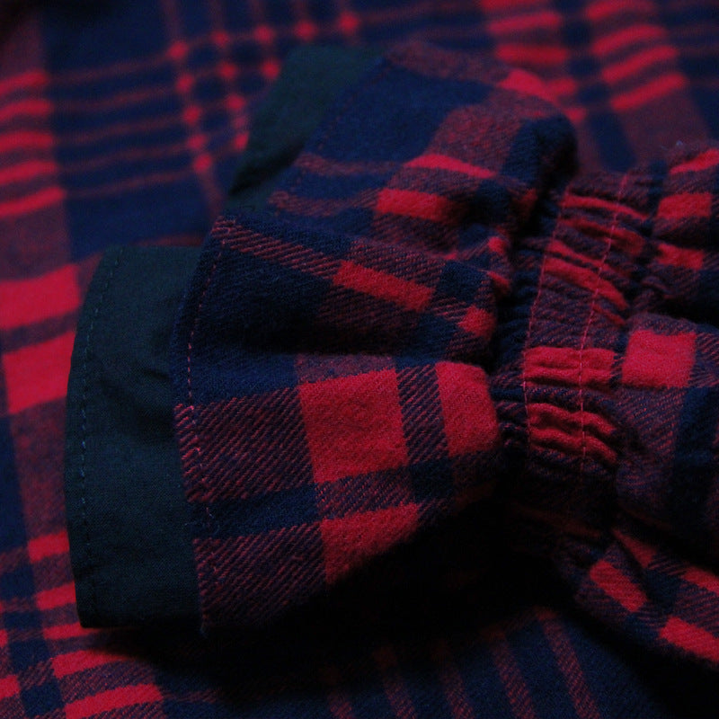 Boho New Cotton Blusas Stand Collar Single Breasted Ruffles Hem Shirt