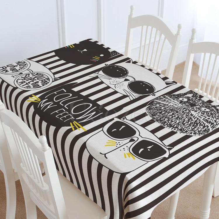 Striped Cats Casual Printed Tablecloth