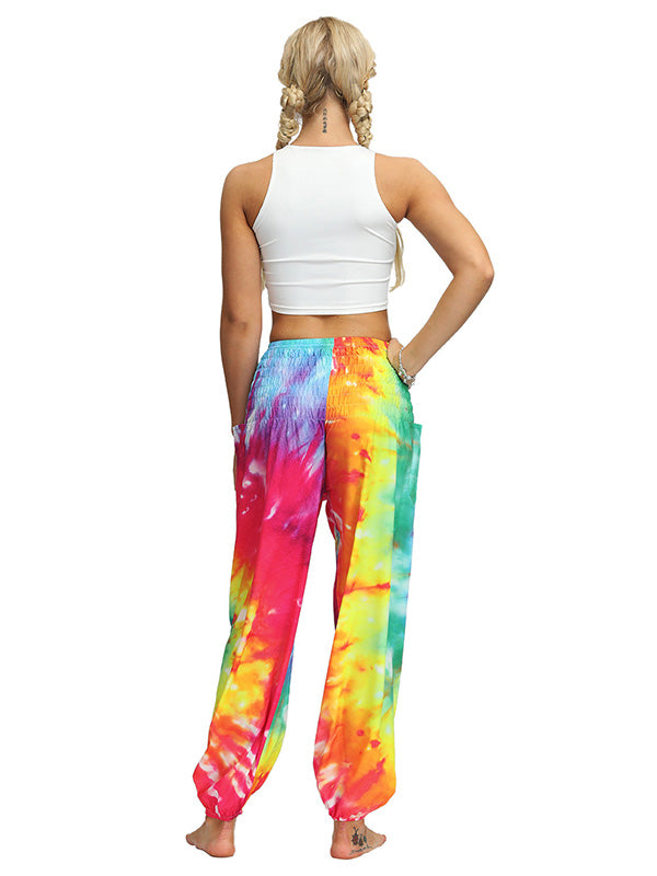 Bohemia Tie-Dyed Elastic Multi-Colored Knickerbockers& Yoga Pants