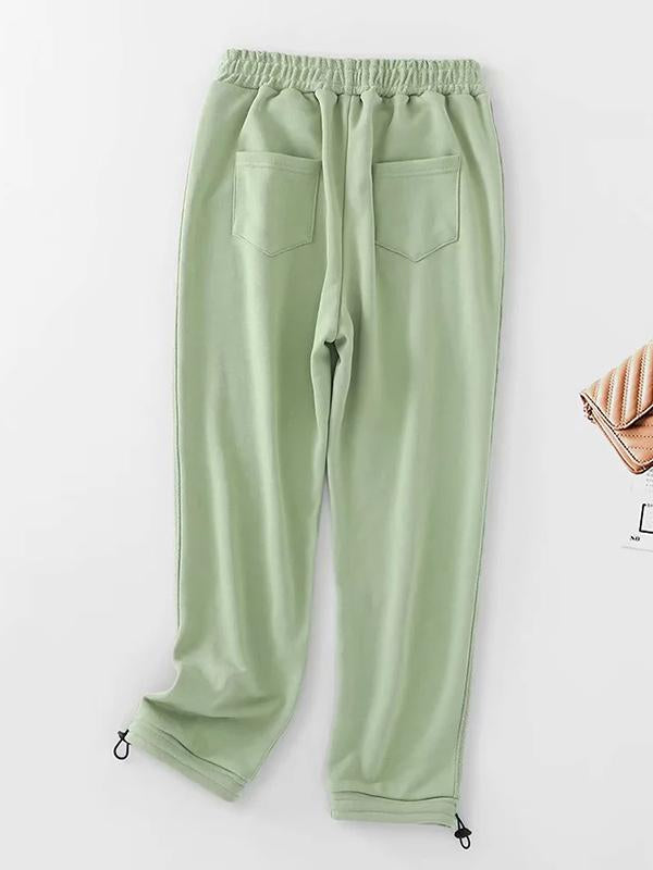 Loose Side Split-joint Straight Leg Drawstring Athletic Pants