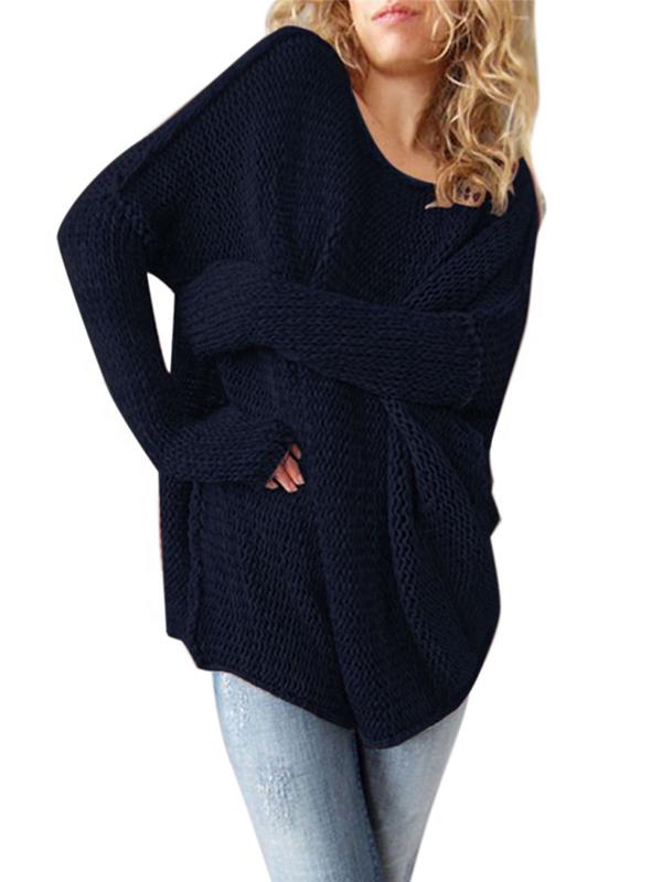 Loose Solid Color Knitting Sweater Tops