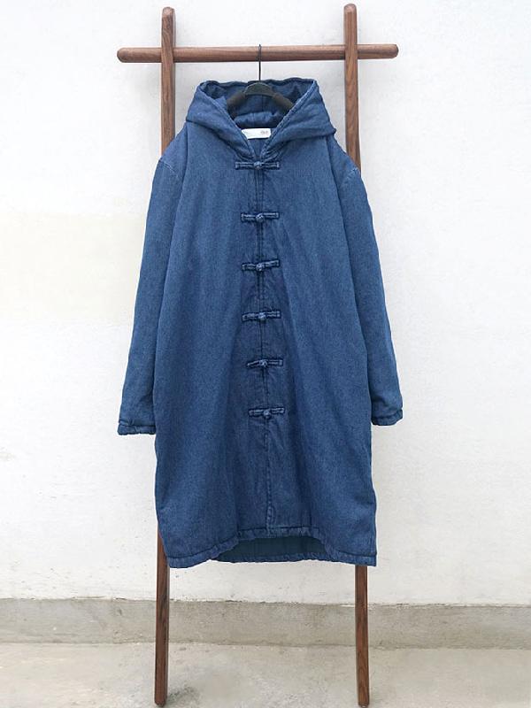 Ancient Button Pure Cotton Hooded Jacket