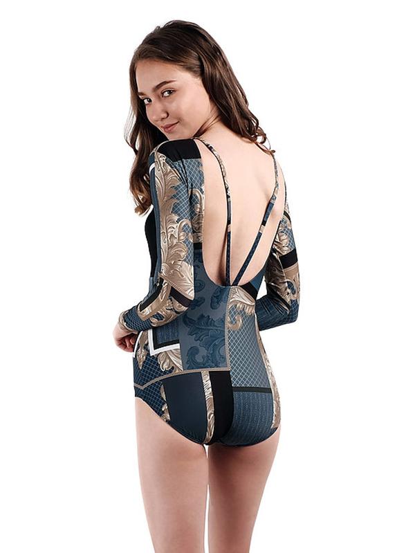 Sexy Dull Long Sleeves Hollow One Piece Swimwear