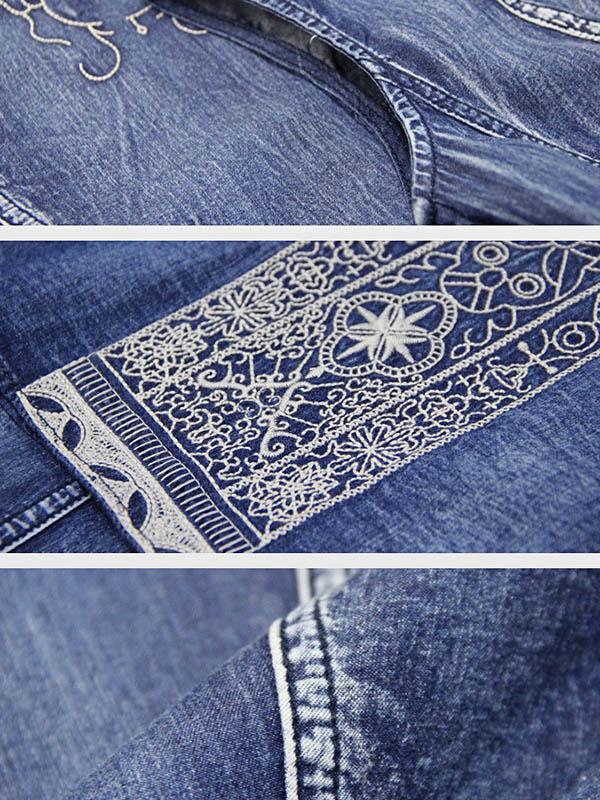 2019 Summer New Vintage Embroidery Denim Dress