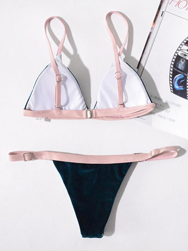 Triangle Top Contrast Bikini Swimsuit