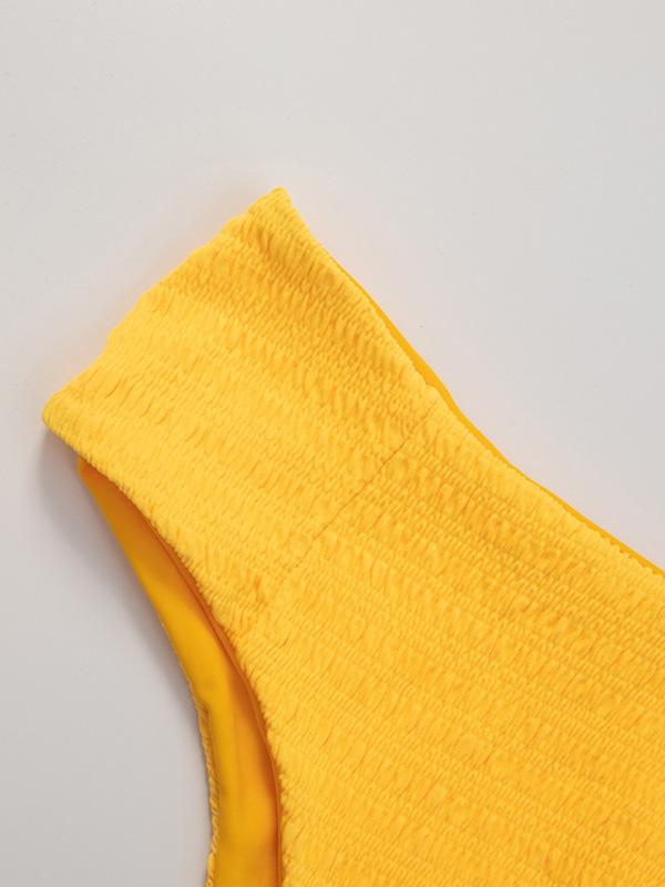 Solid Color Strapless Split Bikini Swimsuit