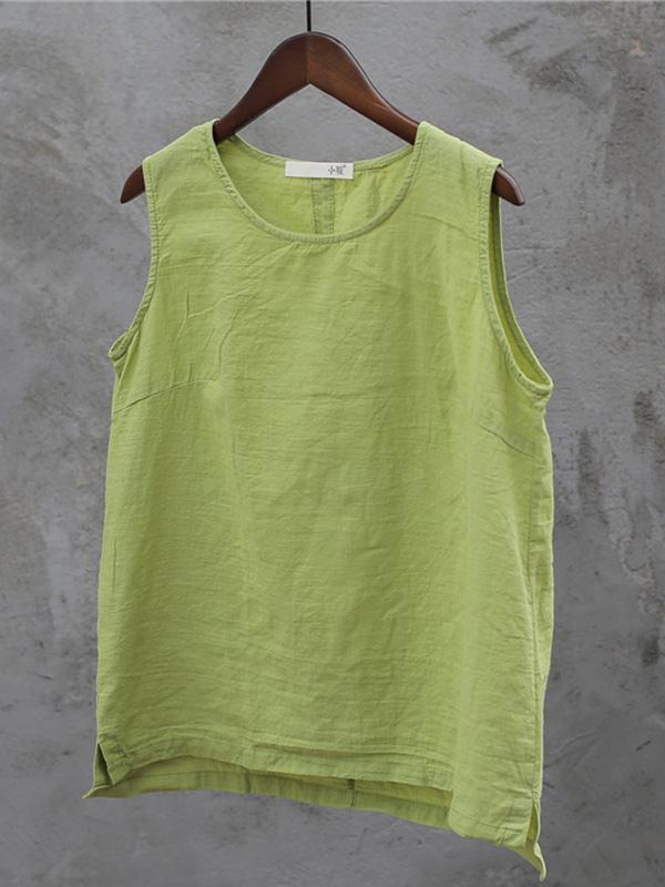 Casual Linen Sleeveless T-shirt